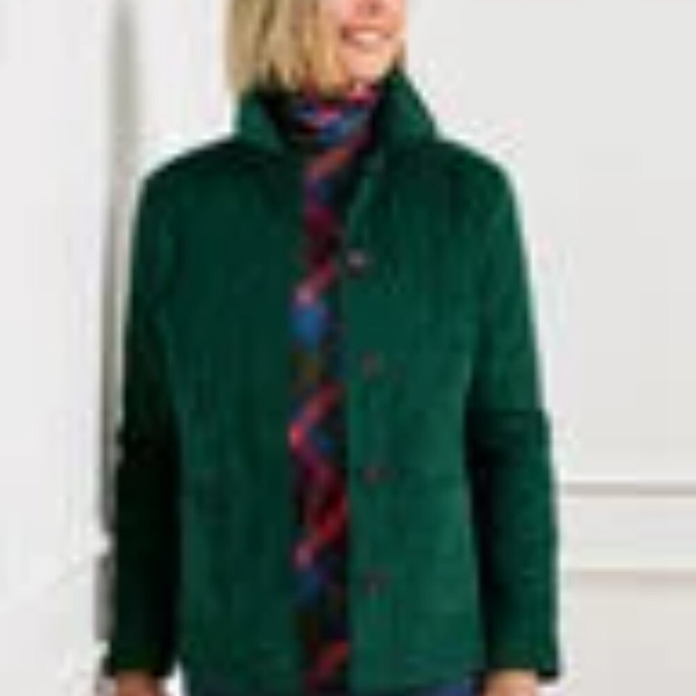 Talbot's Quilted Corduroy Coat, Green, Size M
